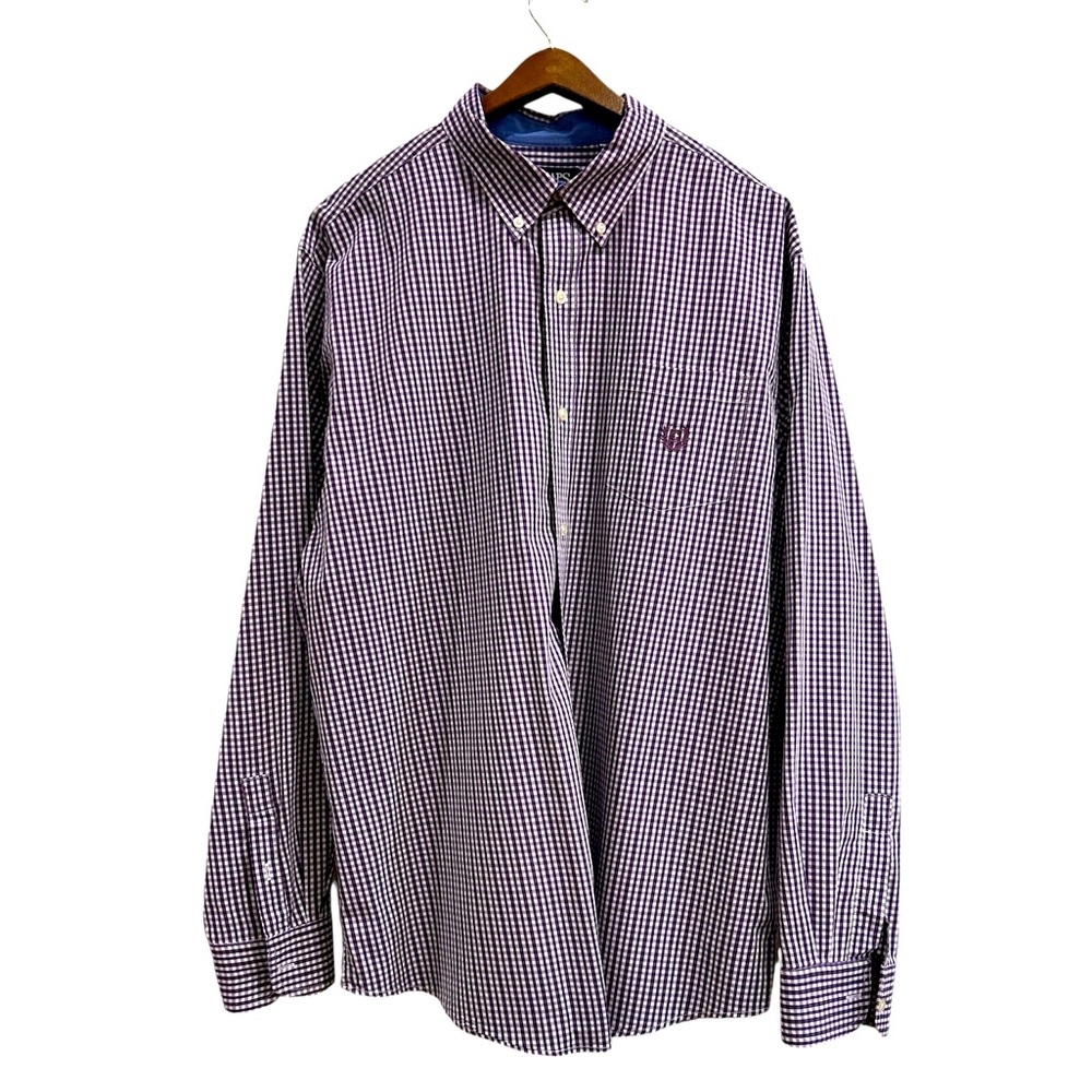 Chaps Purple and White Checkered Button Down XXL
